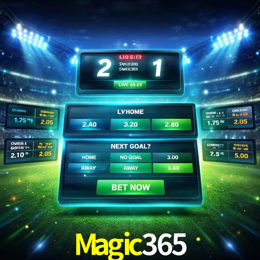 Vista de apuestas en vivo Magic365 durante un partido en curso