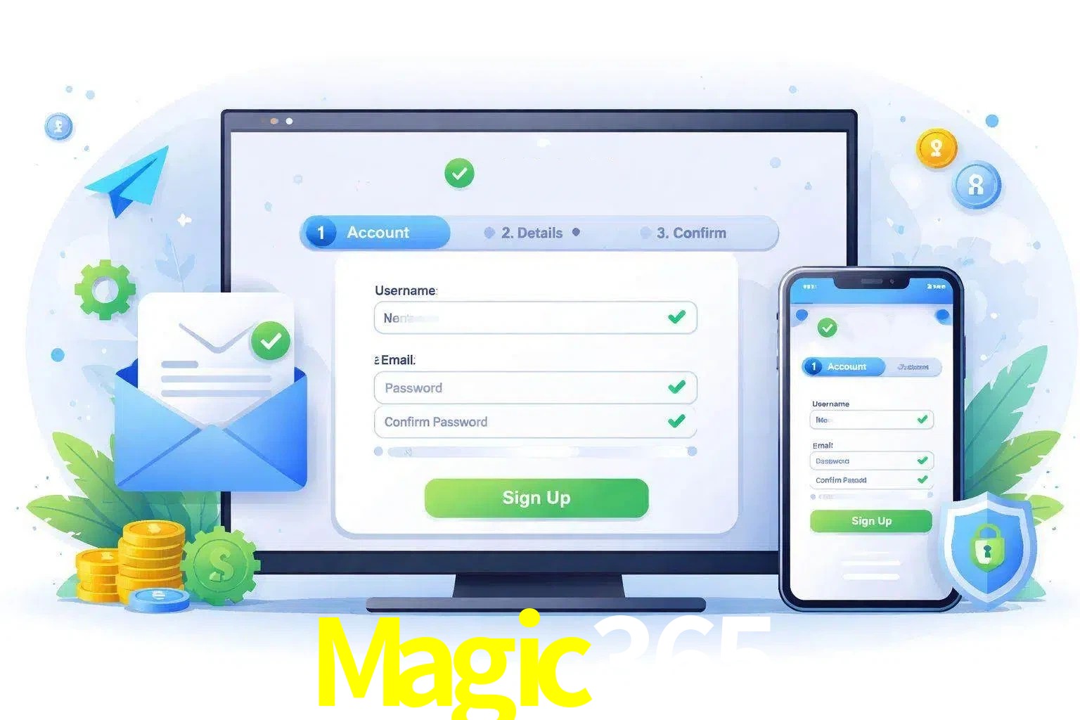 Registro de nuevo usuario y configuración de cuenta Magic365